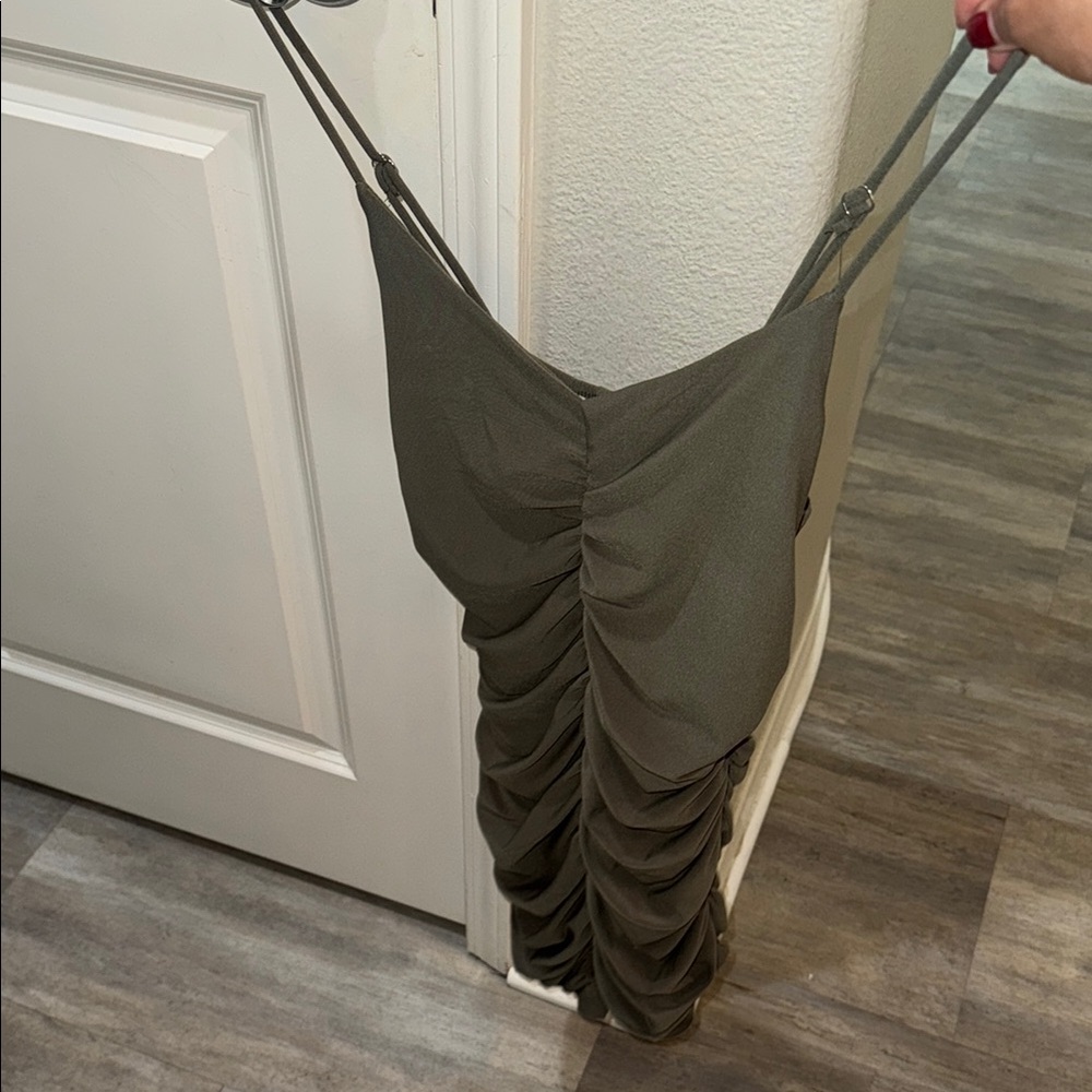 Chic Olive Backless Ruched Dress